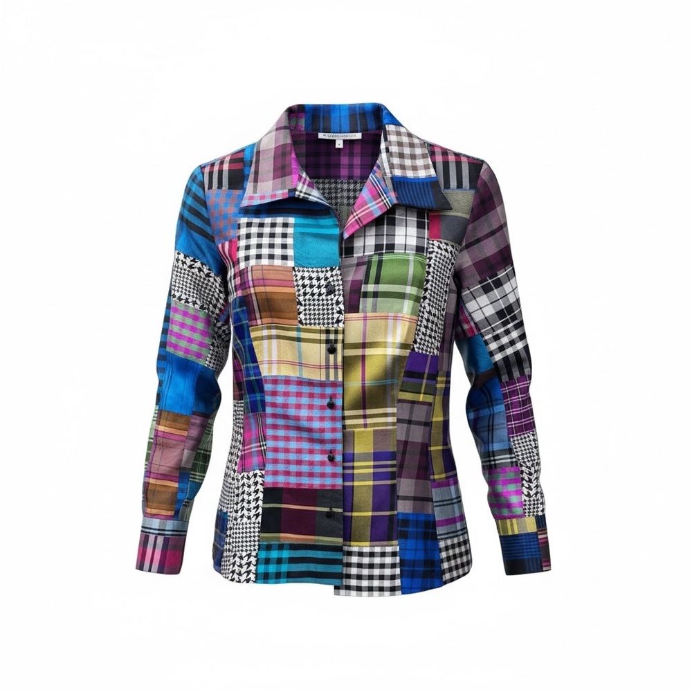 Marisa Baratelli Mint Condition silk patchwork plaid blazer size 6
